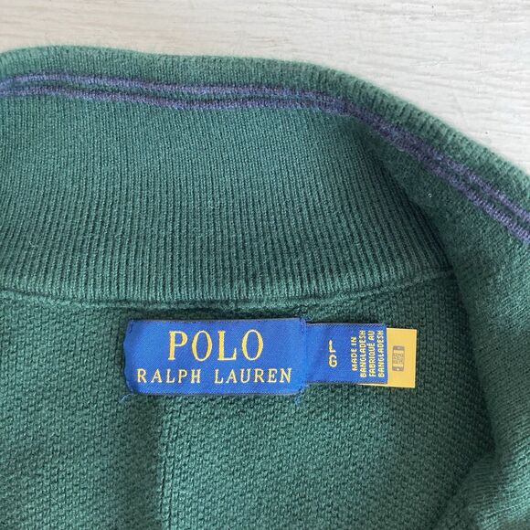 Polo Ralph Lauren Mens 1/4 Zip Green Sweater Size Large 100% Cotton Preppy - Picture 9 of 10